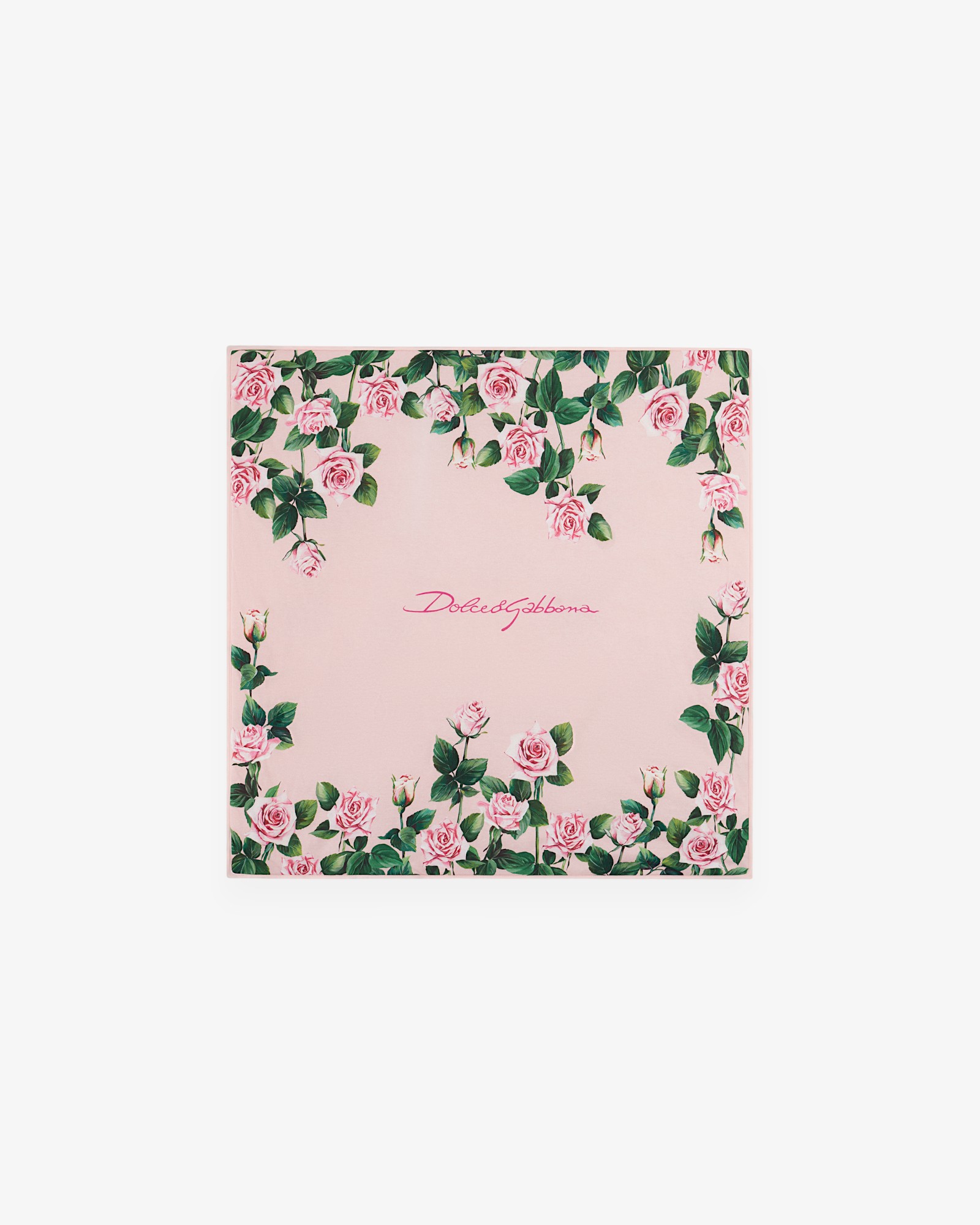 Трикотажное одеяло с логотипом Dolce&Gabbana и розой — 1