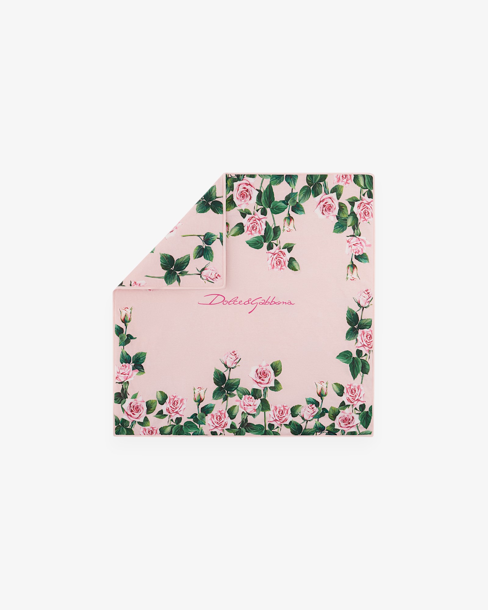 Трикотажное одеяло с логотипом Dolce&Gabbana и розой — 2