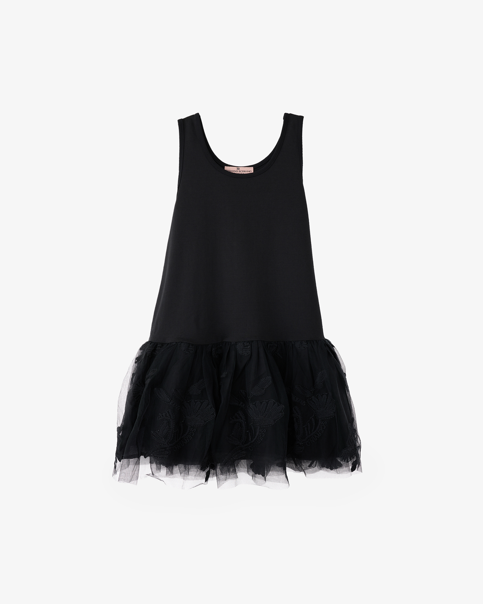 ERMANNO SCERVINO JUNIOR — Трикотажное платье с юбкой и воланом из черного тюля